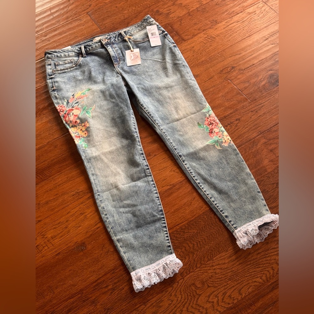 Jessica Simpson Kiss Me Ankle Floral Jeans
